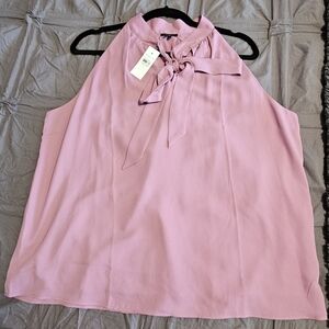 Ann Taylor Mauve Sleeveless Blouse with Bow Detail